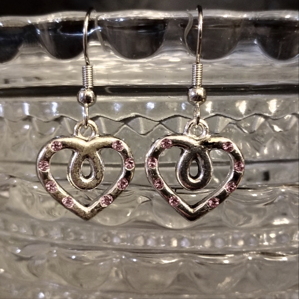 Handmade Heart Earrings - Nickel free hooks